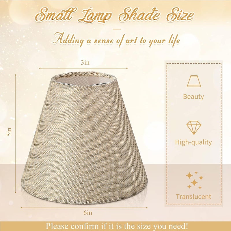 Riakrum مجموعة من 10 ظلال مصابيح صغيرة من قماش الخيش مع مشبك ظلال مصابيح 3 × 6 × 5 غطاء مصباح قماش برميل ريفي للطاولة والثريا ومصباح الحائط بيج - Image 2