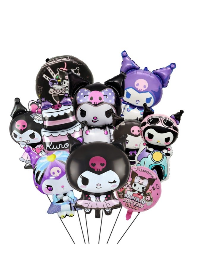 FRUITFUL PARTY Kuromi Party Decoration Balloons, 10 Pcs Kuromi Balloon Sets - Kuromi Character Foil Balloons etc. Kuromi Birthday Decorations & Kuromi Themed Birthday Party Decorations for Girls Kids - Image 1