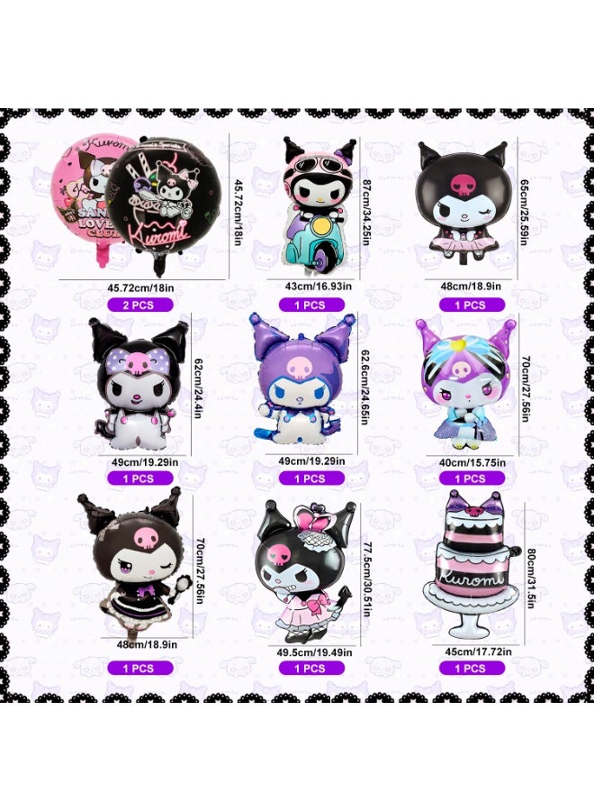 FRUITFUL PARTY Kuromi Party Decoration Balloons, 10 Pcs Kuromi Balloon Sets - Kuromi Character Foil Balloons etc. Kuromi Birthday Decorations & Kuromi Themed Birthday Party Decorations for Girls Kids - Image 2