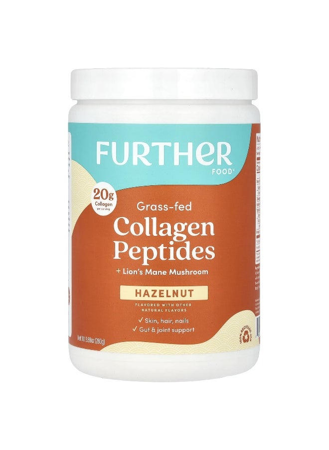 Further Food Further Food, Grass-Fed Collagen Peptides + Lion's Mane Mushroom, Hazelnut, 9.88 oz (280 g)  - Image 1