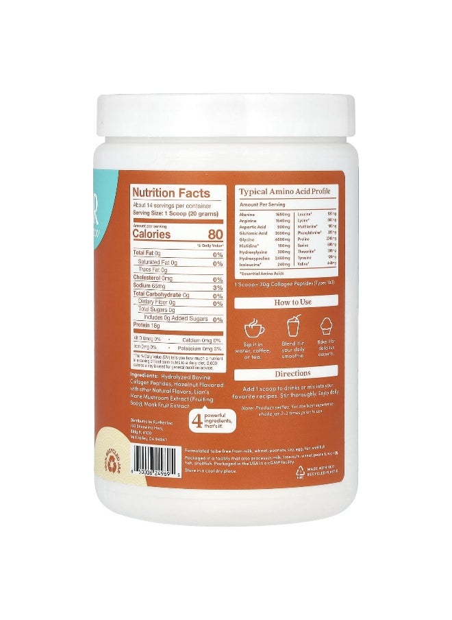 Further Food Further Food, Grass-Fed Collagen Peptides + Lion's Mane Mushroom, Hazelnut, 9.88 oz (280 g)  - Image 2