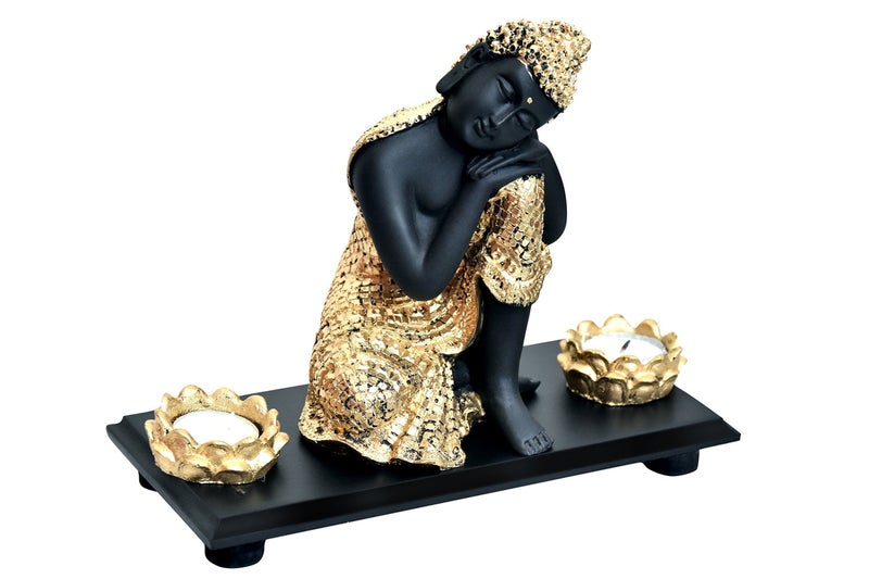 MARINER'S CREATION Divine Resting Buddha Idol with Tray & TLIGHT Holder for Home Decor,Living Room,Bedroom,Office | House Warming Gift | SHOWPIECE for Home Decor | Statue for Home Decor - Image 2
