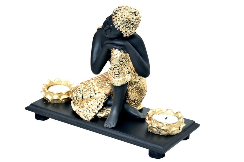 MARINER'S CREATION Divine Resting Buddha Idol with Tray & TLIGHT Holder for Home Decor,Living Room,Bedroom,Office | House Warming Gift | SHOWPIECE for Home Decor | Statue for Home Decor - Image 3