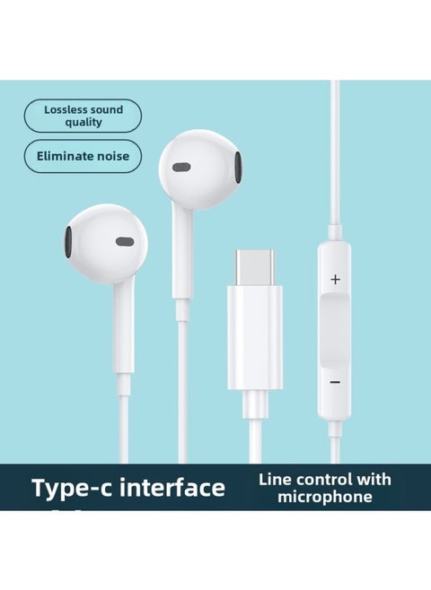 High Sound Quality Wired Headset For Apple Type-C Xiaomi Huawei OPPO Digital Headset Wire Control Headset-Color:second Generation Simulation Type-C