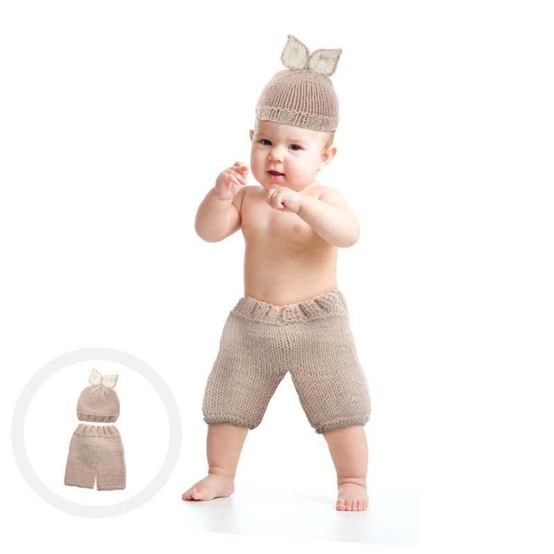 Newborn Baby Rabbit Costume Knitted Photography Outfit Adorable Animal Design Comfortable Set Pink - Image 5