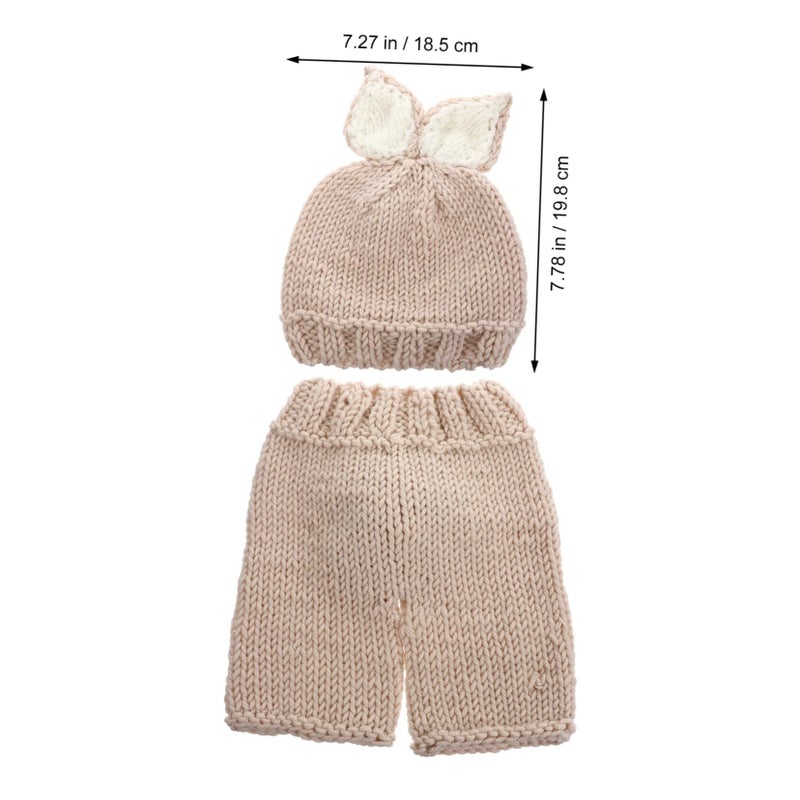 Newborn Baby Rabbit Costume Knitted Photography Outfit Adorable Animal Design Comfortable Set Pink - Image 4