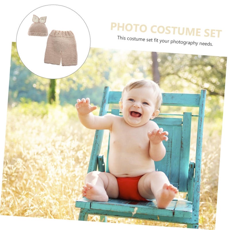Newborn Baby Rabbit Costume Knitted Photography Outfit Adorable Animal Design Comfortable Set Pink - Image 3