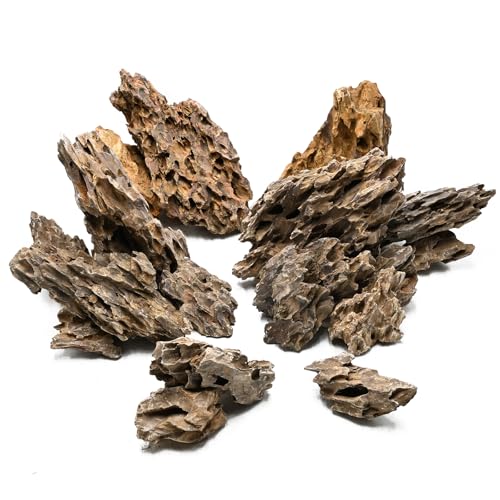 Unocho Aquarium Rocks Natural Dragon Stone Seiryu Rocks 20lb Fish Tank Rocks for Aquariums Landscaping Model Tank Decoration Paludarium Amphibian Enclosures(2-8 inches) - Image 1