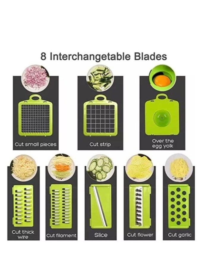Raxoom Vegetable Chopper Food Chopper Slicer Veggie Chopper Grater Multifunction with Handle Multi Blade Kitchen Food Vegetable Chopper Cutter with Container Drain Basket for Fruit Onion Potato - Image 5