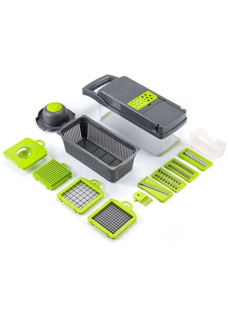 Raxoom Vegetable Chopper Food Chopper Slicer Veggie Chopper Grater Multifunction with Handle Multi Blade Kitchen Food Vegetable Chopper Cutter with Container Drain Basket for Fruit Onion Potato - Image 3