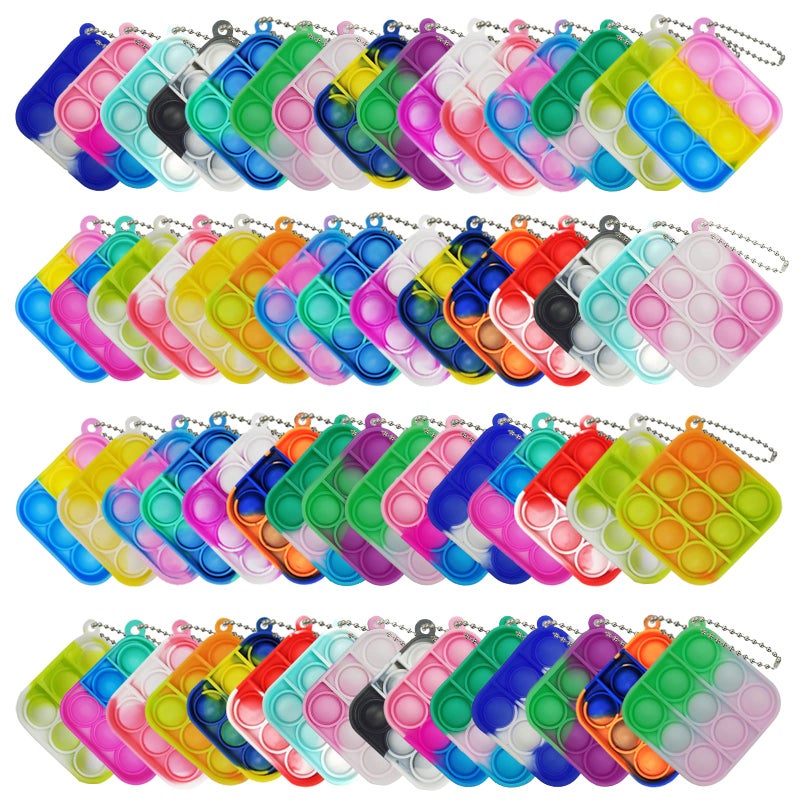 Clanam 60 Pcs Mini Pop Bubble Fidget Sensory Toys Pop Keychain Bulk Toy for Party Favor Classroom Student Prizes Easter Basket Goodie Bag Stuffers Christmas Valentine Gift for Kid - Image 2