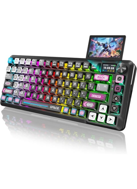 K708MC Wireless Mechanical Gaming Keyboard - Gasket-Mounted RGB Backlit, Custom Keys, 3-Mode(Bluetooth/2.4G/USB), Hot-Swap Pre-Lubed Switches, Screen & Control Knob - Cyber Mecha Style, Plasma Arc