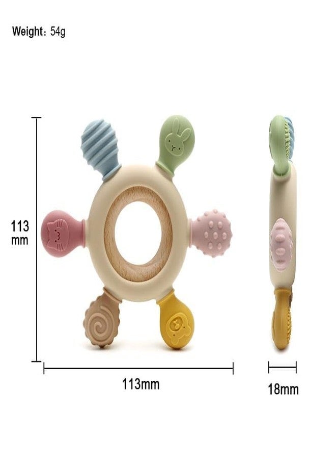 VIYOT Baby Teething Toys, Silicone and Wood Ring Teether - Image 2