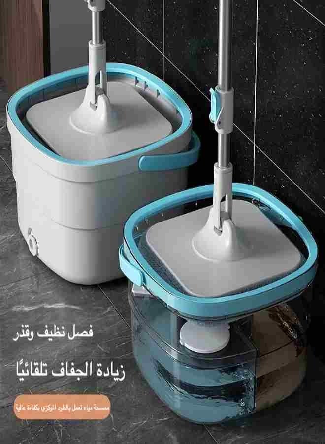دلو ممسحة ذاتي التنظيف مع فصل المياه التلقائي | ممسحة مسطحة دوارة للاستخدام المنزلي، تنظيف بدون استخدام اليدين  - Image 1