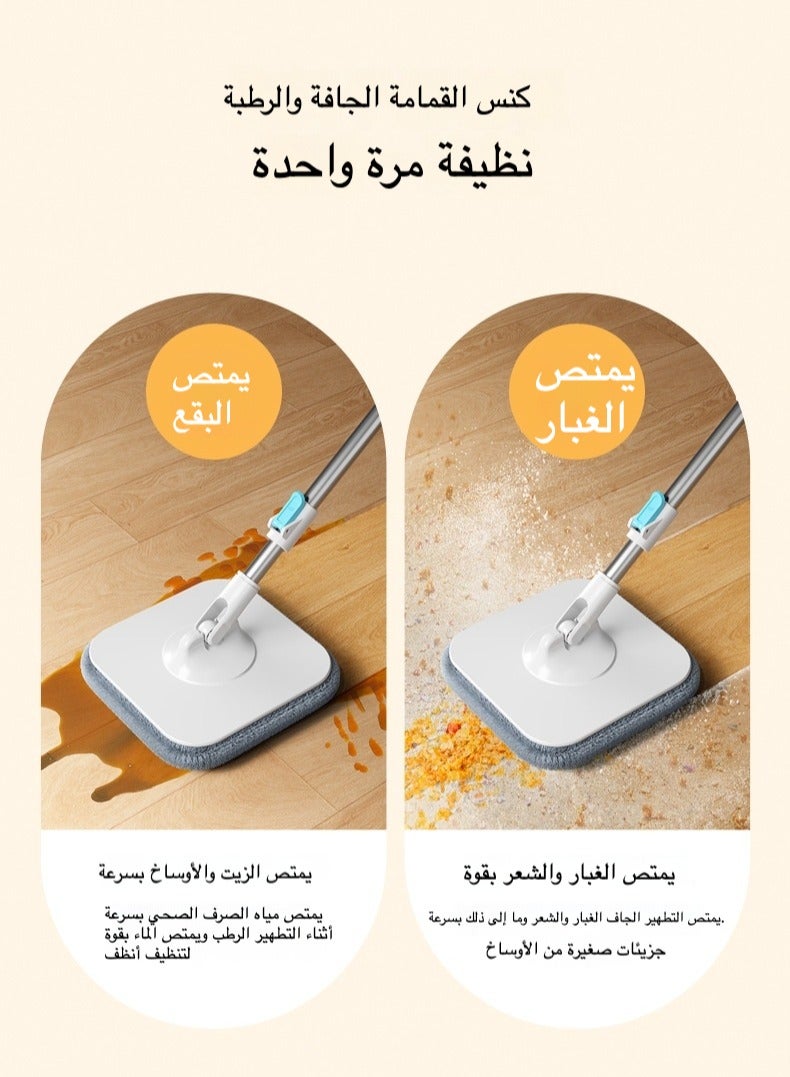 دلو ممسحة ذاتي التنظيف مع فصل المياه التلقائي | ممسحة مسطحة دوارة للاستخدام المنزلي، تنظيف بدون استخدام اليدين  - Image 2