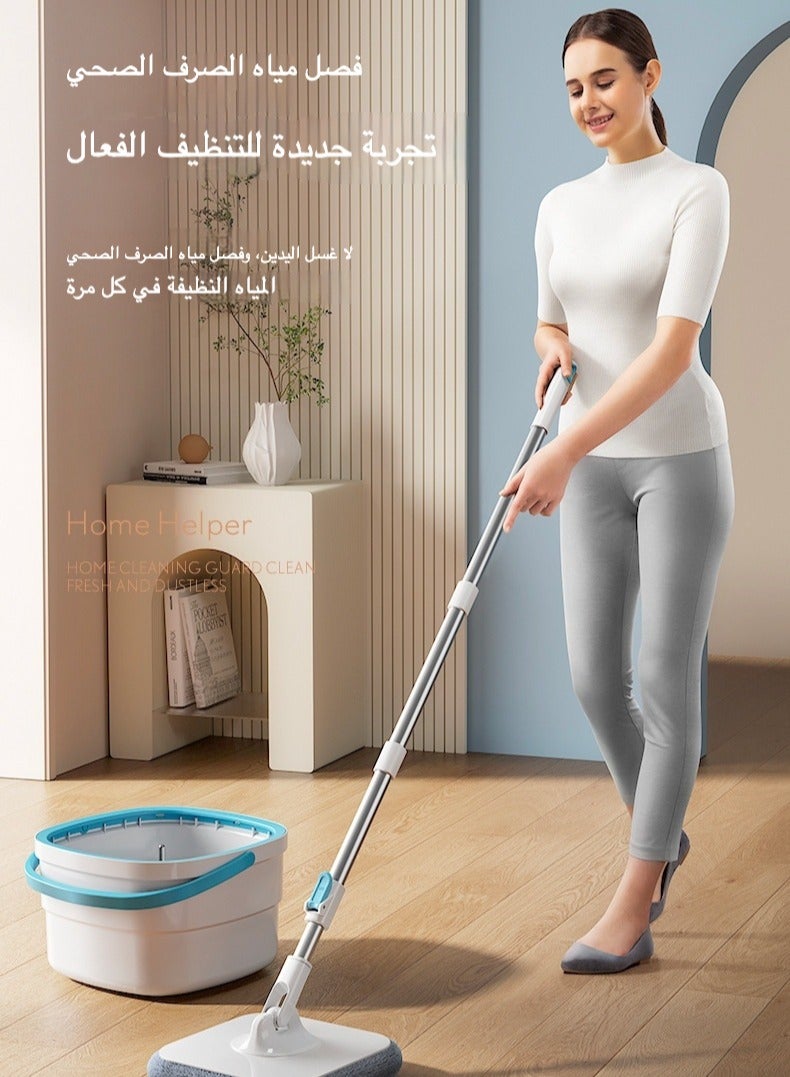 دلو ممسحة ذاتي التنظيف مع فصل المياه التلقائي | ممسحة مسطحة دوارة للاستخدام المنزلي، تنظيف بدون استخدام اليدين  - Image 3