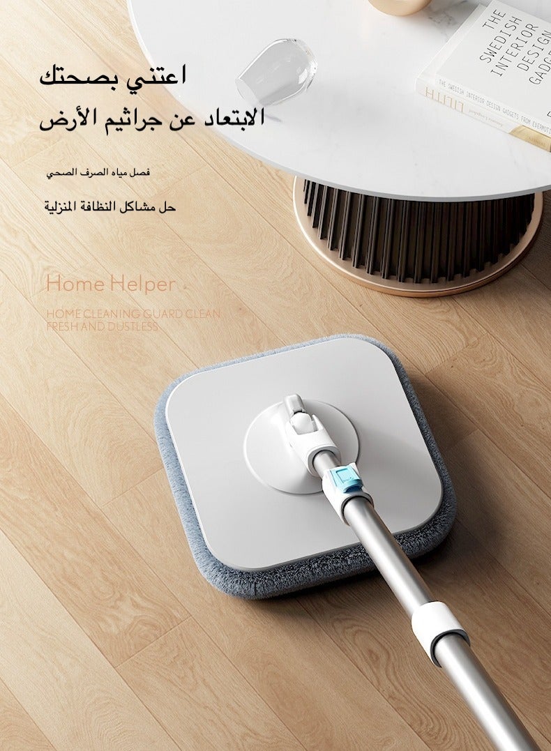 دلو ممسحة ذاتي التنظيف مع فصل المياه التلقائي | ممسحة مسطحة دوارة للاستخدام المنزلي، تنظيف بدون استخدام اليدين  - Image 4
