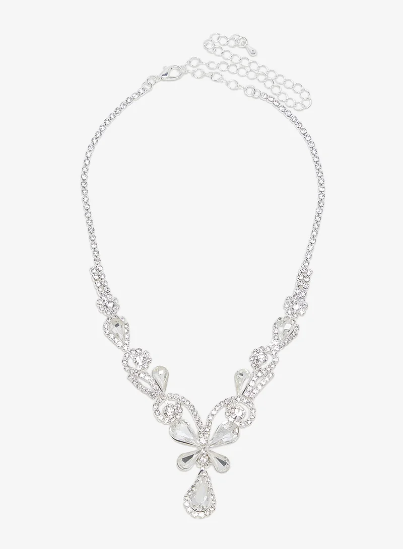 خزانة Blue Diamonte Jewelry Set With Earrings Necklace