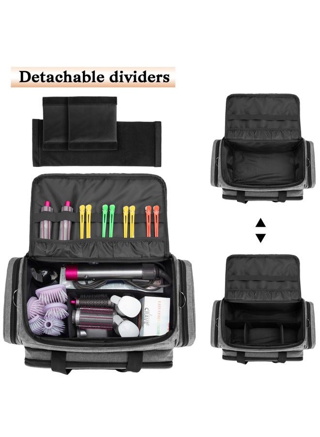 Large Capacity Hairdresser Bag with Adjustable Dividers, Travel Barber Case Holds Various Hair Cutting Tools (NO ACCESSORIES), Gray