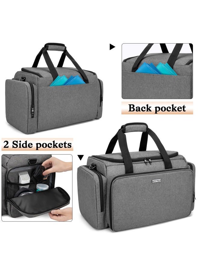 Large Capacity Hairdresser Bag with Adjustable Dividers, Travel Barber Case Holds Various Hair Cutting Tools (NO ACCESSORIES), Gray