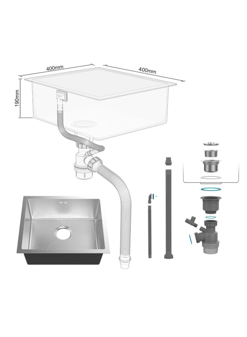 ALMIFTAH Premium Stainless Steel Kitchen Sink – Single Bowl Undermount Sink with Soundproof Technology, Rust & Scratch Resistant Deep Basin for Modern Kitchens, Commercial & Home Use - Image 4