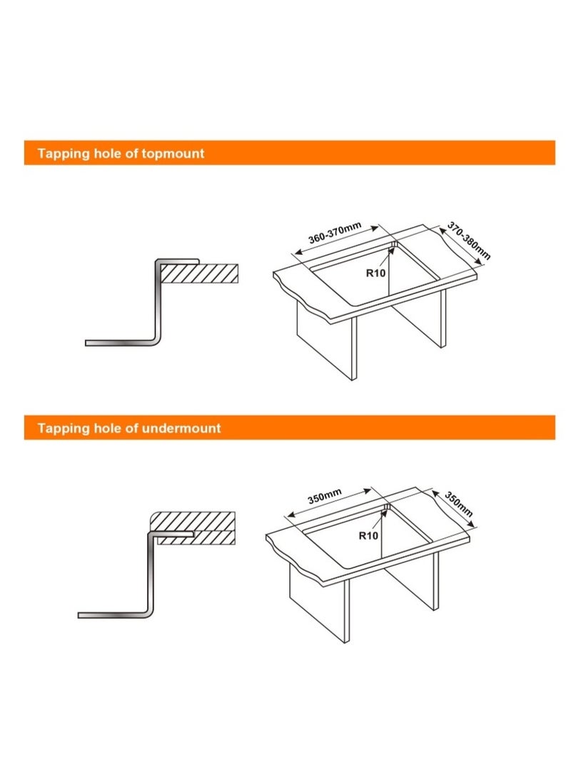 ALMIFTAH Premium Stainless Steel Kitchen Sink – Single Bowl Undermount Sink with Soundproof Technology, Rust & Scratch Resistant Deep Basin for Modern Kitchens, Commercial & Home Use - Image 5