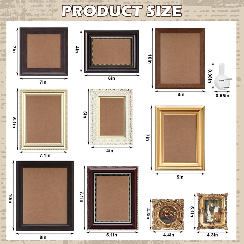 Qunclay 10 Pcs Vintage Picture Frames for Wall or Tabletop Display Ornate French Country Frames Vintage Farmhouse Decor Antique Wall Art Set for Gallery Bedroom Living Room - Image 2