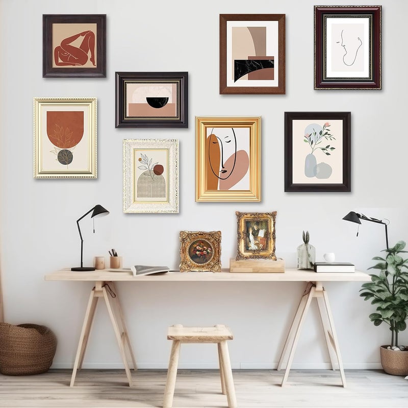 Qunclay 10 Pcs Vintage Picture Frames for Wall or Tabletop Display Ornate French Country Frames Vintage Farmhouse Decor Antique Wall Art Set for Gallery Bedroom Living Room - Image 5