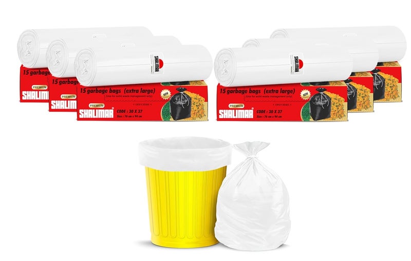 shalimar Shalimar Premium Lavender Fragrance Scented Garbage Bags Extra Large Size 30x37 Inches90 Bags Pack of 6 Rolls with 15 Bags Each for DustbinTrash Bag White Perforated Box for Easy Dispensing  - Image 1
