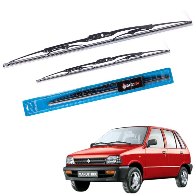 Wheelyfine Car Wiper Blades | Metal Frame | Water Repellent Windshield Wipers | Blade Refills (Maruti Alto 800 (2000-2010) Dr 18"/Pa 16") - Image 1