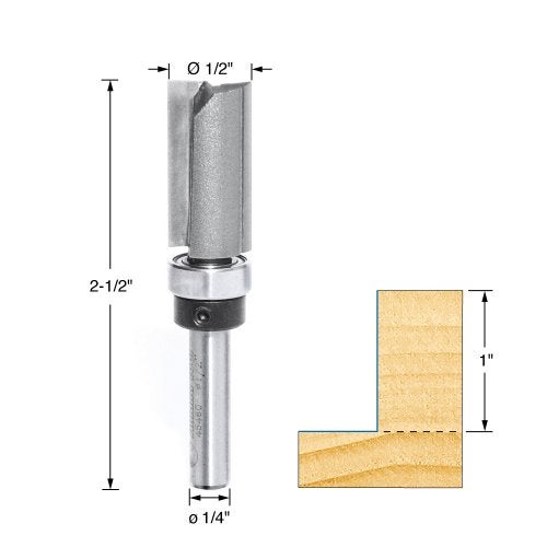 Amana Tool - 45460 Carbide Tipped Flush Trim Plunge Template 1/2 Dia x 1" 4 Shank - Image 2