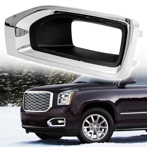 AMSPRAC Fog Light Covers,Front Bumper Fog Lamps Bezel Cover Trim,Fog Light Covers Replacement fit for GMC Yukon,Yukon XL,2015 2016 2017 2018 2019 2020,Chrome GM1038187 22936426 (Left Side) - Image 1