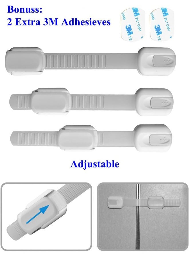 OKEFAN Child Safety Cabinet Strap Locks - 12 Pack Baby Proofing Adhesive Latches for Kids Drawer Cupboard Dishwasher Fridge Oven Door No Drill (Grey) - Image 4