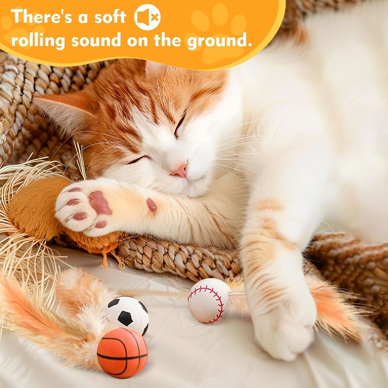 5 Pieces Interactive Cat Ball Toy Ultra Quiet Self Rolling Floating Indoor Pet Rubber Ball No Batteries Required - Image 5