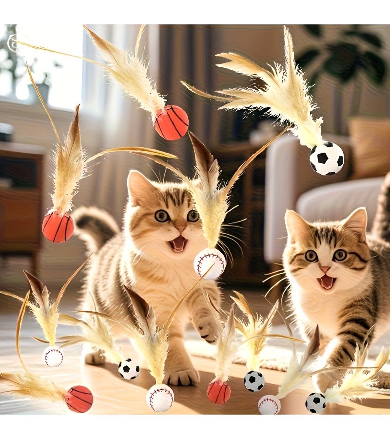 5 Pieces Interactive Cat Ball Toy Ultra Quiet Self Rolling Floating Indoor Pet Rubber Ball No Batteries Required - Image 3