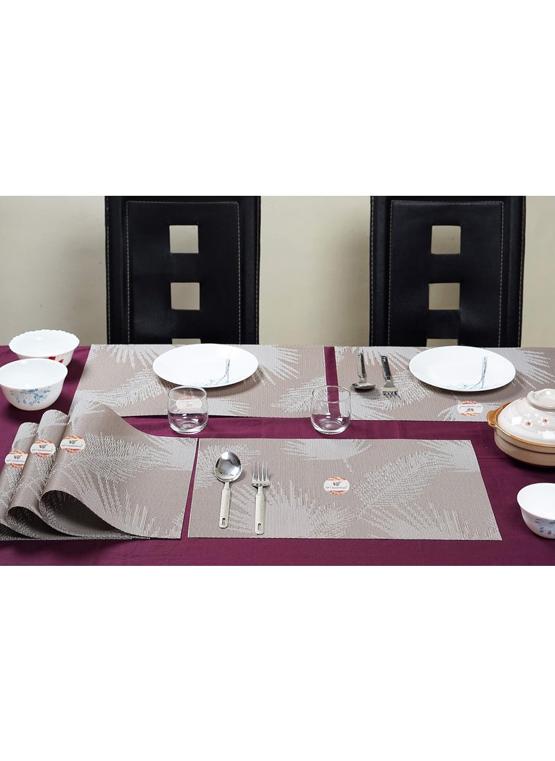 NFI essentials NFI essentials PVC Washable Dining Table Place Mats, Set of 6 Pieces, Heat and Stain Resistant Woven Vinyl Mats Easy to Clean, Multipurpose Placemats for Kitchen,Dinning Table, Size: 45x30cm  - Image 2