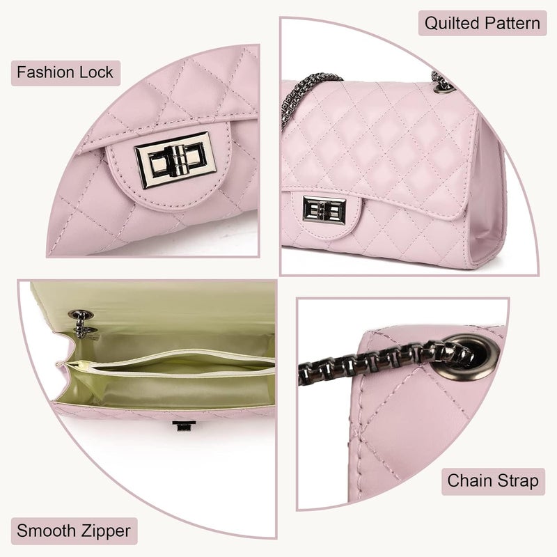 Gladdon Quilted Crossbody Purse for Women Trendy Ladies Shoulder Bag with Chain Designer Purses - Image 5