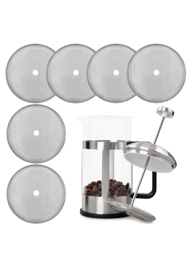 واي آند دي 6 Pieces French Press Replacement Filters Mesh 4 Inch Stainless Steel Screen for 1000 ml 34 Oz 8 Cup - Image 1