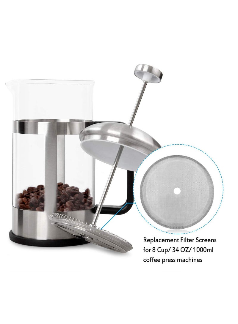 واي آند دي 6 Pieces French Press Replacement Filters Mesh 4 Inch Stainless Steel Screen for 1000 ml 34 Oz 8 Cup - Image 3