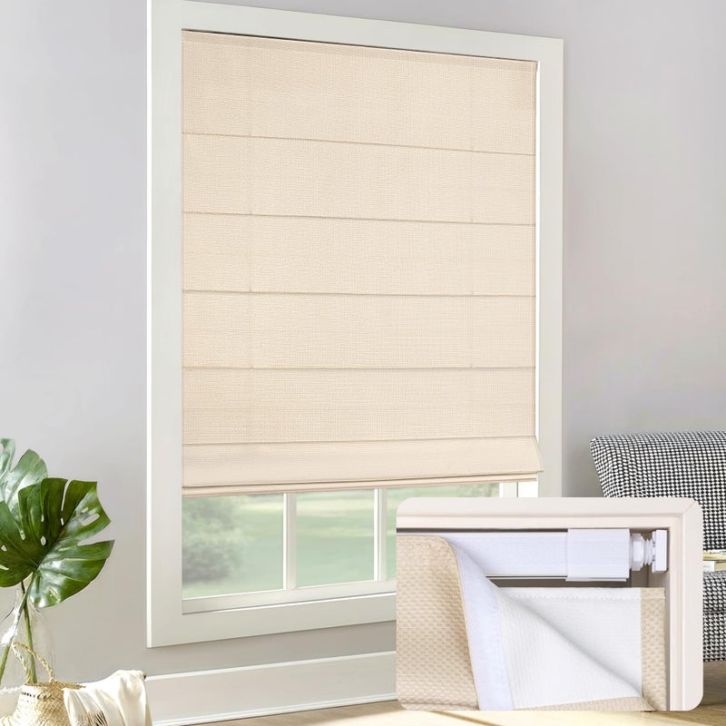 LazBlinds Cordless Roman Shades - No Tools No Drill Easy Install Blackout Window Blinds, Thermal Insulated Room Darkening with UV Blocking for Bedroom/Living Room, Window Size 20" W x 48" H, Beige - Image 1
