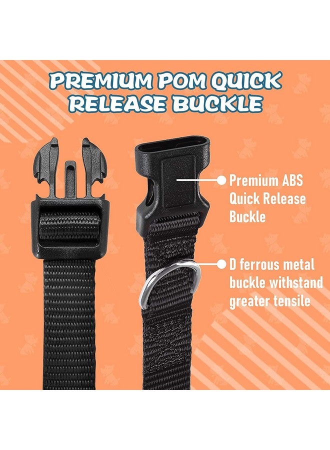 مجموعة طوق نايلون بنمط شريط عادي 15 مم مع مشبك سريع الفك قابل للتعديل وحزام أمان للرقبة مثالي للكلاب الصغيرة والمتوسطة الحجم أثناء المشي والجري والتدريب (أسود) - Image 3