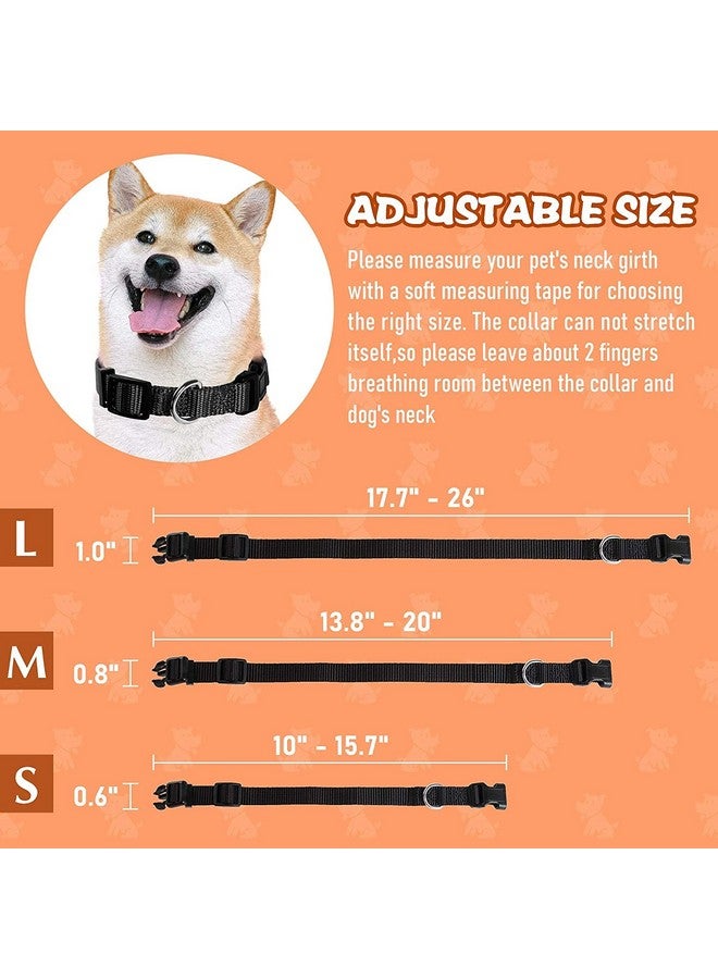 مجموعة طوق نايلون بنمط شريط عادي 15 مم مع مشبك سريع الفك قابل للتعديل وحزام أمان للرقبة مثالي للكلاب الصغيرة والمتوسطة الحجم أثناء المشي والجري والتدريب (أسود) - Image 2