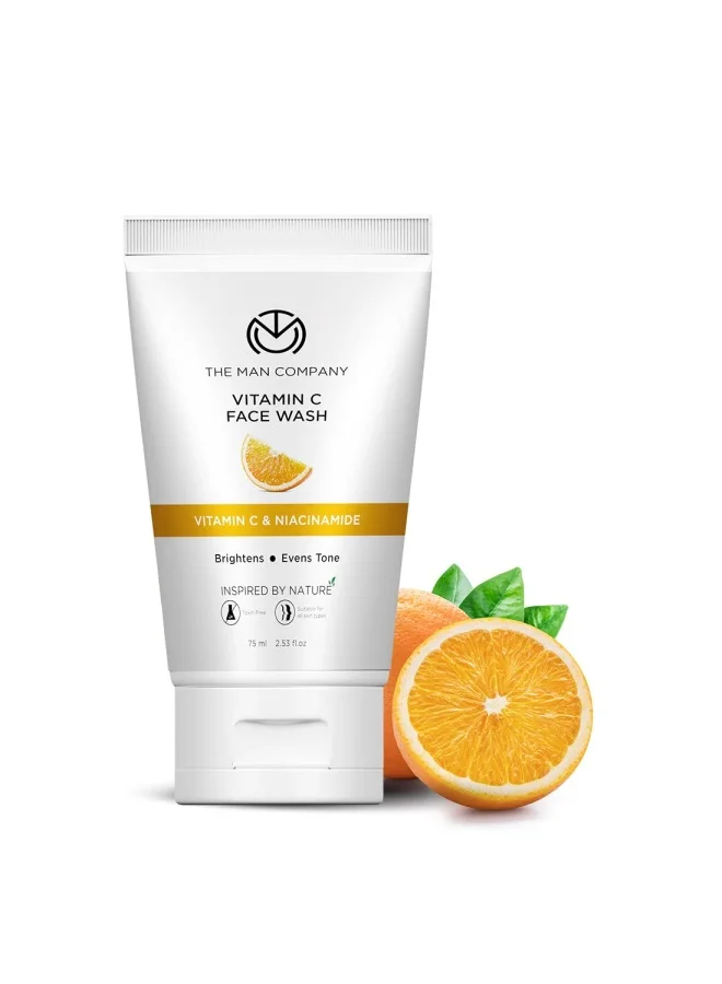 The Man Company Skin Brightening Vitamin C Face Wash with Turmeric and Niacinamide For Clean, Bright & Soft Skin I Oil Free Look I Unclog Pores, Instant Glow | Paraben Free - 75 ml