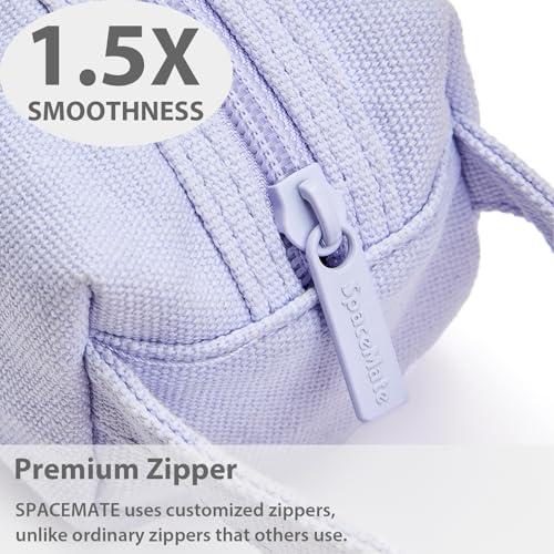 SPACEMATE Pencil Case Pouch Box Bag School Supplies Girls Boys Kids, Cute Preppy Stuff Large Big Capacity Aesthetic Canvas Pen Organizer, Back to College Stationary, Purple, Simple Style, 1200ml - Image 4