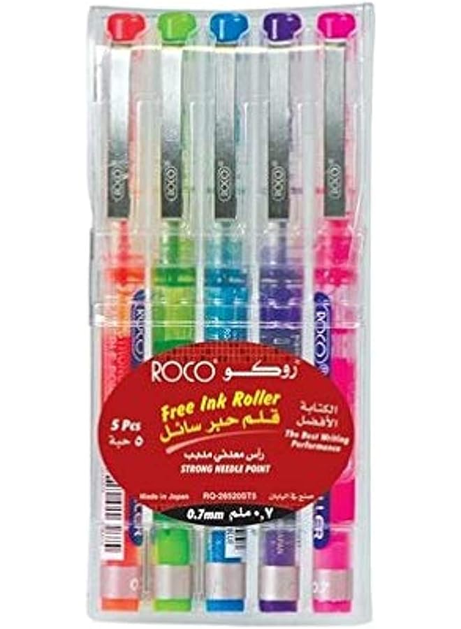 ROCO Rq 28520St5 0.7 Mm Free Ink Roller Ball Pen 5 Pieces - Image 1