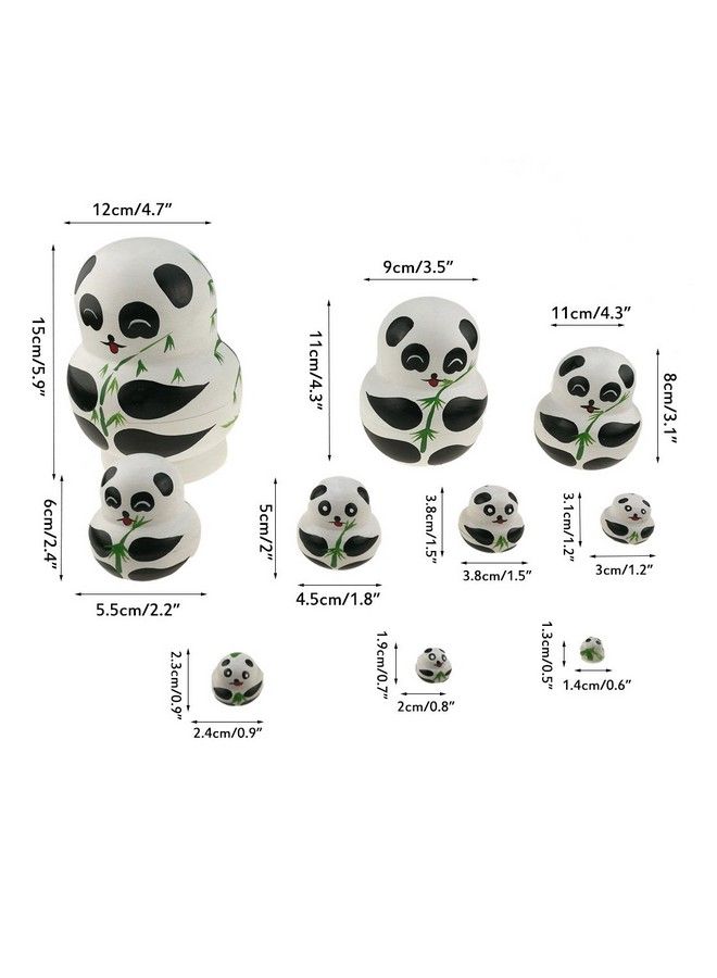 Apol Set Of 10 Big Belly Wooden Handmade Panda Bear With Bamboo Nesting Dolls Matryoshka Russian Doll In A Box With Bow For Kids Toy Home Decoration New Year - Image 4