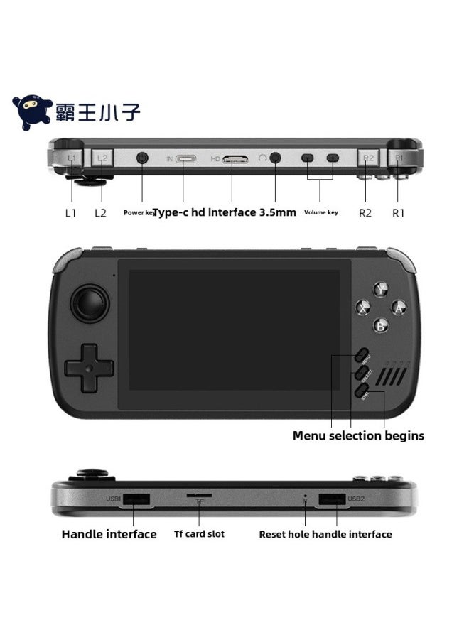Powkiddy Overlord Treasure Box X39 Game Machine 4.3IPS HD Large Screen Ps Handheld 10 Simulator-Product Color:x39pro Transparent Black-Model:X39pro Without Card