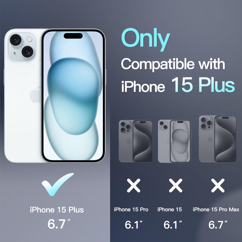 JETech Magnetic Case for iPhone 15 Plus 6.7-Inch Compatible with MagSafe, Translucent Matte Back Slim Shockproof Phone Cover (Blue) - Image 2