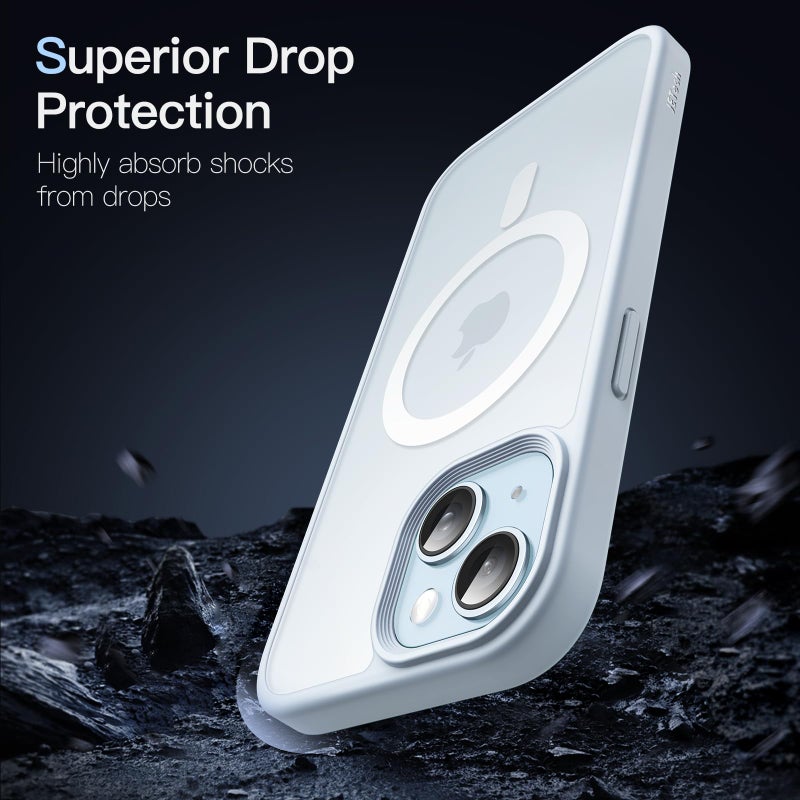 JETech Magnetic Case for iPhone 15 Plus 6.7-Inch Compatible with MagSafe, Translucent Matte Back Slim Shockproof Phone Cover (Blue) - Image 5