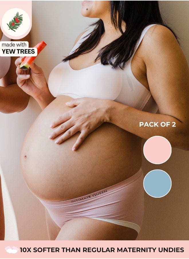 Intimate Queen Yew Tree Bae Maternity Briefs – Silky Soft, Antibacterial Calm, Full-Coverage Comfort for Bump & Skin (Pack Of 2)  - Image 1
